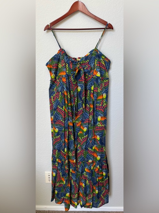 FARM Rio Dresses & Skirts - FARM Rio x Anthropologie Tropical Toucan Bird Print Cotton Tiered Maxi Dress L